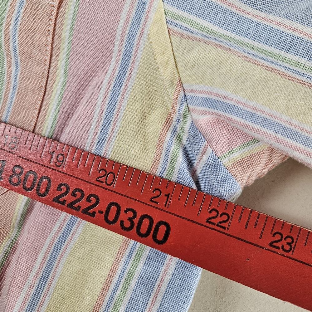 LL Bean Oxford Shirt Small Large Pastel Striped Cotton Button Down Collar - Picture 4 of 6